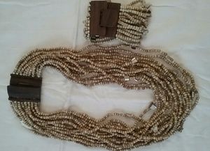 Seed Bead & Shell Necklace & Bracelet  Set